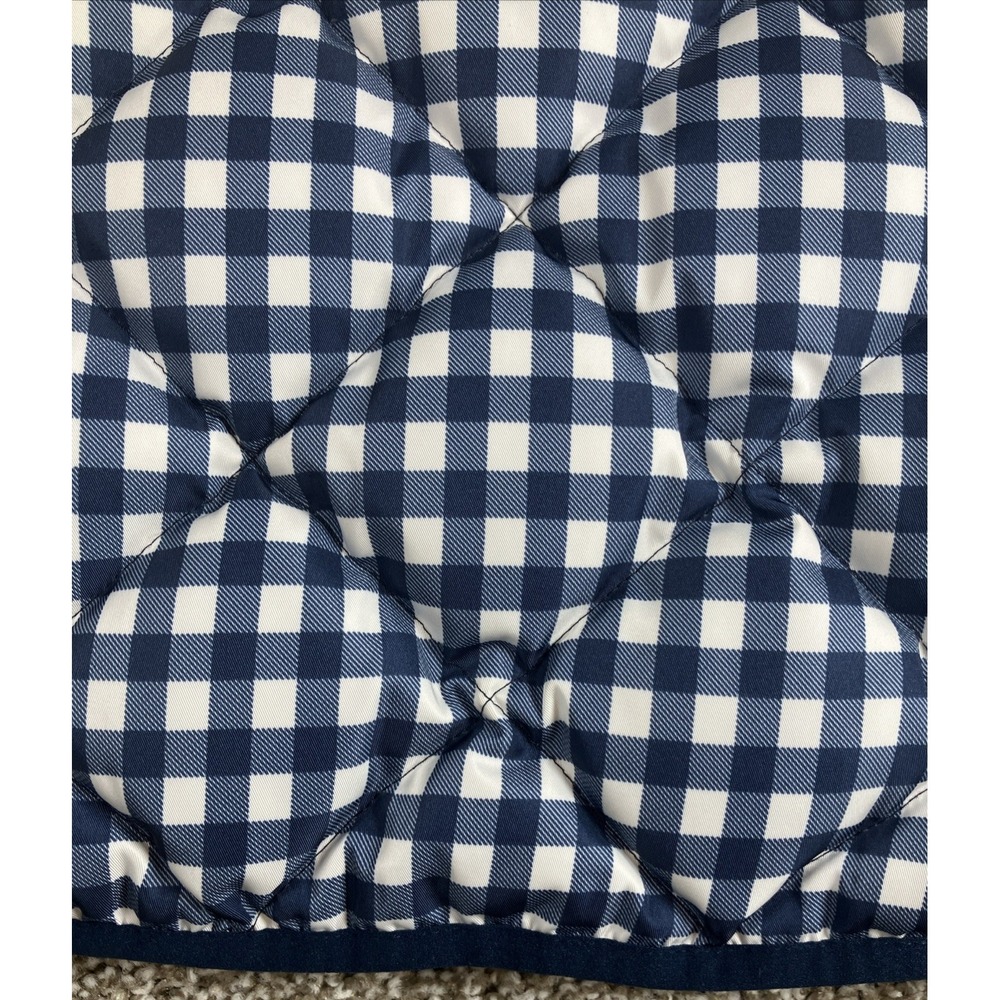 J. Crew Black‎ Label Down Vest Women's Small Blue White Gingham Check Full Zip - Picture 6 of 10
